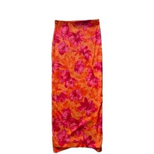 SHEIN Orange and Pink Floral Skirt
